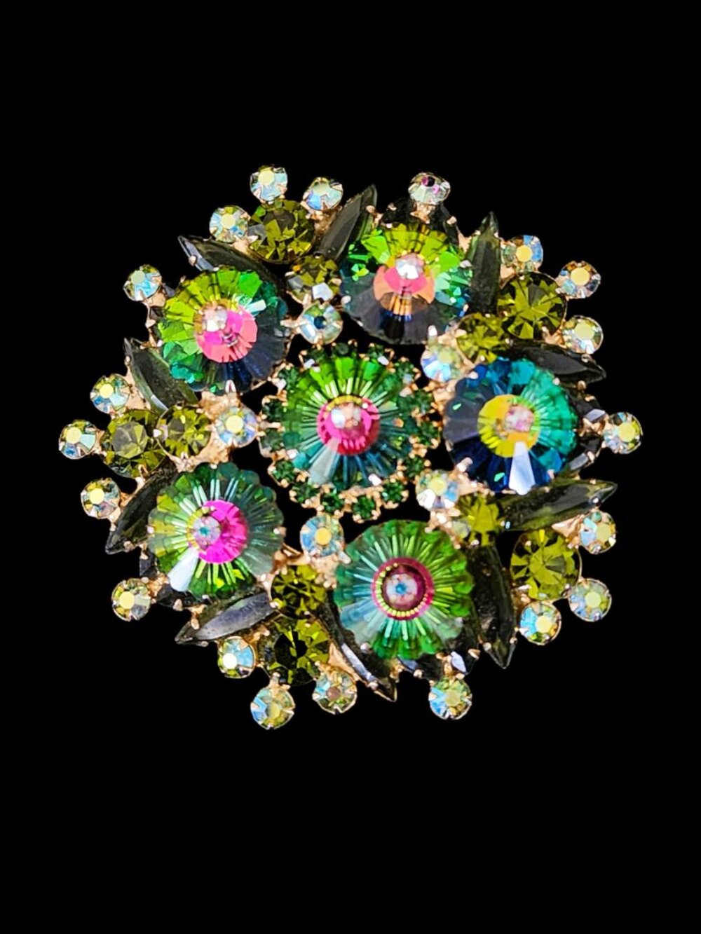 RARE Vintage Juliana D&E Watermelon Rivoli Large Statement Brooch - Picture 2 of 9